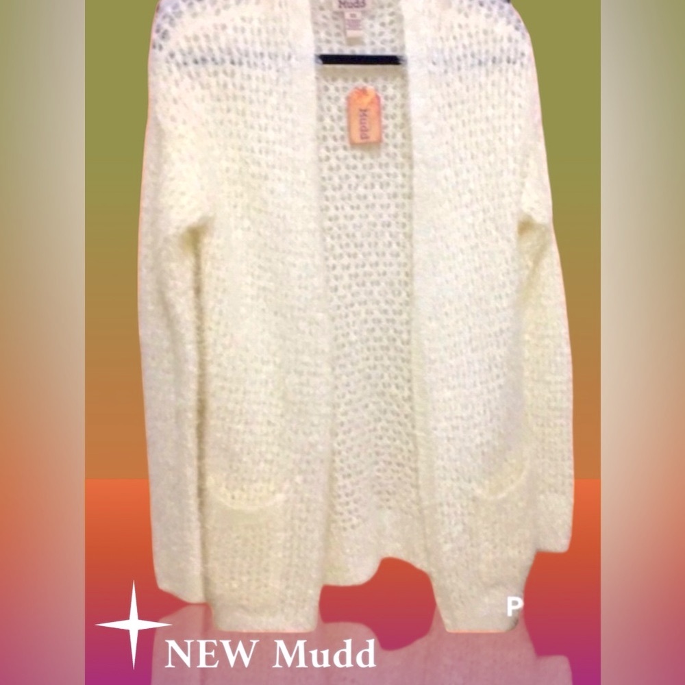 🆕Mudd cream fuzzy cardigan with pockets XS